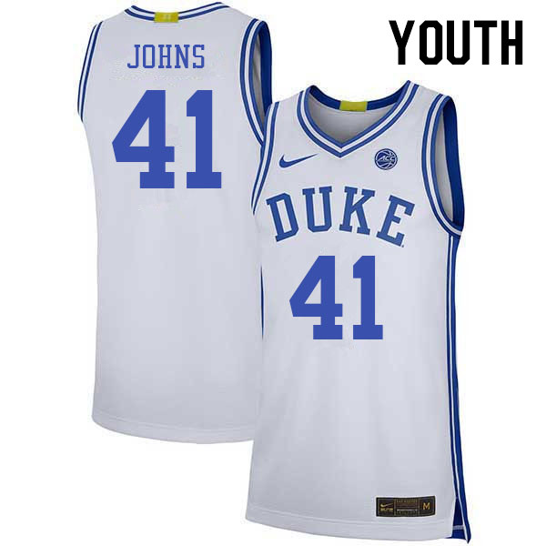 Youth #41 Max Johns Duke Blue Devils 2022-23 College Stitched Basketball Jerseys Sale-White
